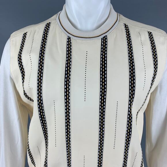 BARCELINO Size 38 Cream Black Cotton Crew-Neck Pullover - Picture 2 of 7